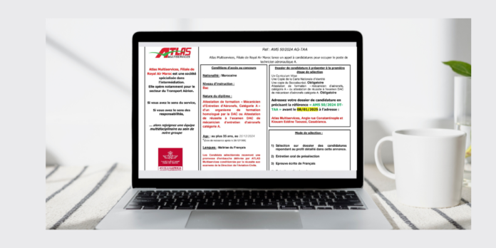 Concours Atlas Multiservices 2025 : Recrutement de 100 Techniciens Aéronautiques